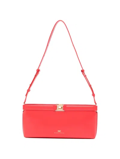 Elisabetta Franchi Naplak Hardware Leather Satchel In Red