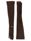 Elisabetta Franchi Long Nappa Gloves Gold-tone Hardware In Brown