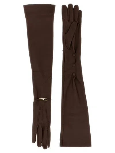 Elisabetta Franchi Nappa Gloves In Brown