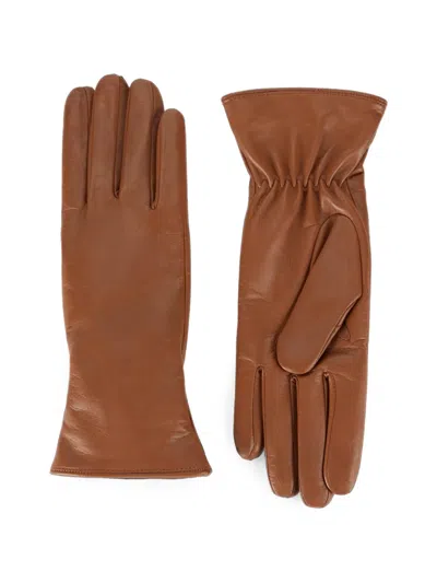 Elisabetta Franchi Nappa Leather Gloves In Brown