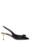 Elisabetta Franchi Women's Nappa Leather Slingback With Satin Bow Sandal In Black