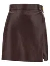 Elisabetta Franchi Leather Wrap Miniskirt Gold-tone Hardware In Brown