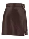 Elisabetta Franchi Leather Wrap Miniskirt Gold-tone Hardware In Brown