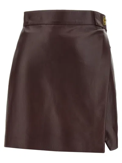 Elisabetta Franchi Nappa Skirt Skirts Bordeaux In Brown