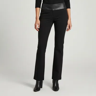Pre-owned Elisabetta Franchi Navy Blue Crepe Leather Trim Flared Trousers M