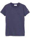 Elisabetta Franchi Crew Neck Logo T-shirt With Soft Fabric In Navy Blue