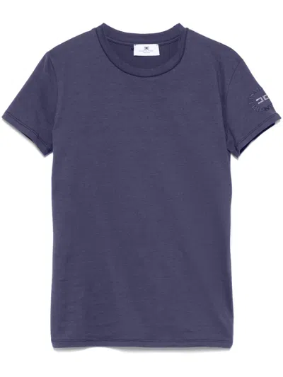 ELISABETTA FRANCHI NAVY BLUE RUBBERISED-LOGO T-SHIRT