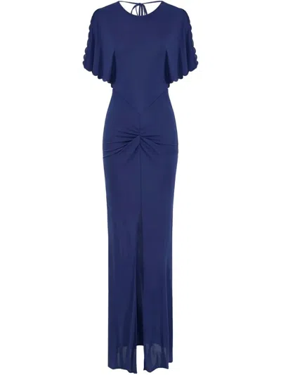 Elisabetta Franchi Navy Dress With Sleeve Details In Blue