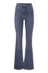 Elisabetta Franchi Women's Paw Jeans With Logo Plates In Navy