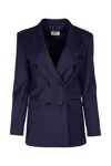Elisabetta Franchi Navy Peak-lapels Double-breasted Blazer In Navy Blue