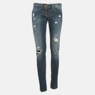 Elisabetta Franchi Nay Blue Distressed Denim Jeans