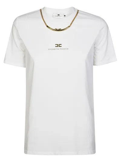 Elisabetta Franchi Neck Decor Sweater In White