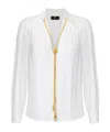 Elisabetta Franchi Georgette Blouse With Charms Necklace In White
