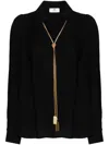 Elisabetta Franchi Metal Cuff V-neckline Shirt With Logo Detail In Black