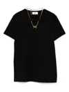 Elisabetta Franchi Crew Neck T-shirt Gold Chain Detail In Black