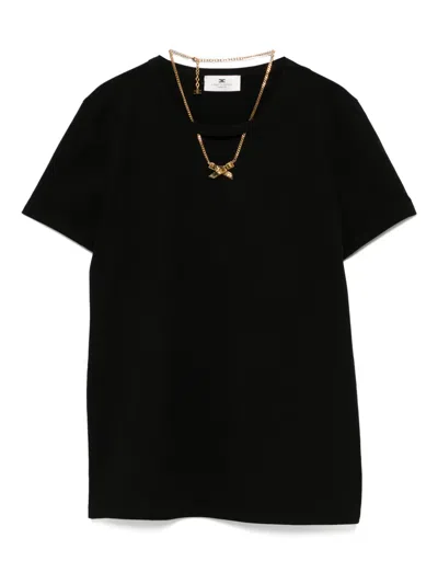 Elisabetta Franchi Necklace-detail T-shirt In Black
