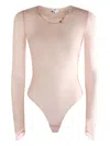 Elisabetta Franchi Sheer Fabric Long Sleeve Jumpsuits Thong Bottom In Neutral