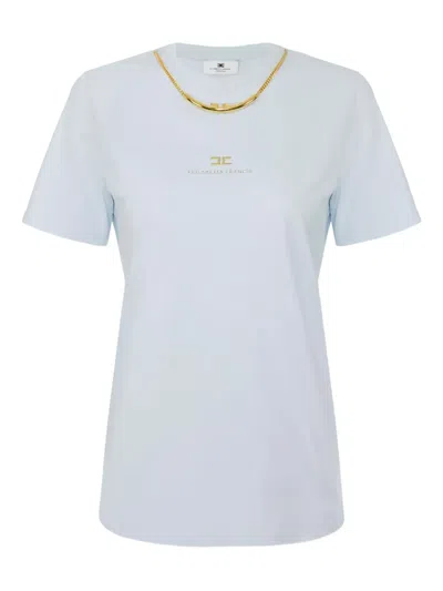 Elisabetta Franchi Necklace Embellishment T-shirt In Blue
