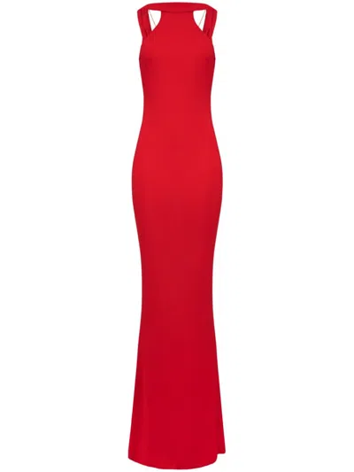 Elisabetta Franchi Red Halterneck Sleeveless Dress