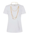 Elisabetta Franchi Logo T-shirt With Gold Chain Detail In White