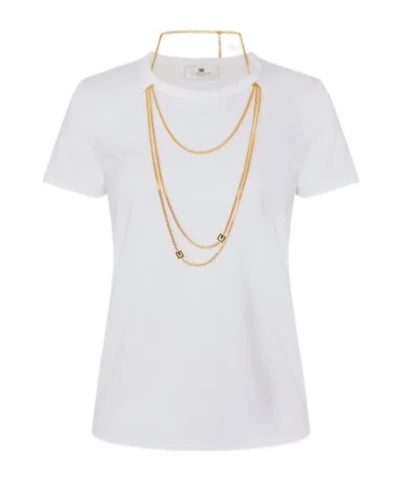 Elisabetta Franchi Crew Neck T-shirt In White