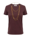 Elisabetta Franchi Jersey T-shirt With Jewel Accessory In Burgundy