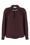 Elisabetta Franchi Logo Metal Detail Collar Shirt In Purple