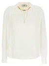 Elisabetta Franchi Blouse With Detachable Necklace In White