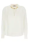 Elisabetta Franchi Viscose Georgette Shirt With Removable Necklace Detail In White