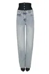 Elisabetta Franchi Neoprene Corset Jeans In Multi