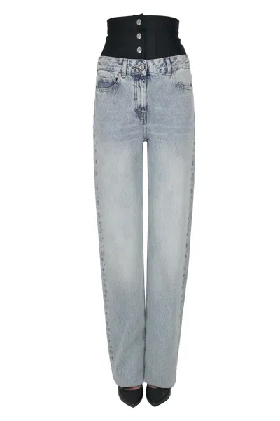 Elisabetta Franchi Neoprene Corset Jeans In Multi