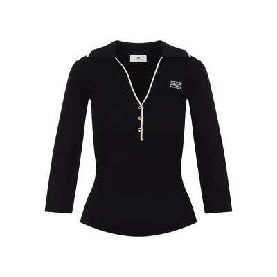 Elisabetta Franchi Nero Burro Knit Polo In Black