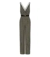 Elisabetta Franchi Black Pattern Jumpsuit With Rear Crossover Neck