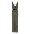 Elisabetta Franchi Black Pattern Jumpsuit With Rear Crossover Neck In Black