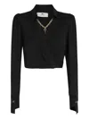 Elisabetta Franchi Blouse In Georgette Fabric With Jewel Detail In Black
