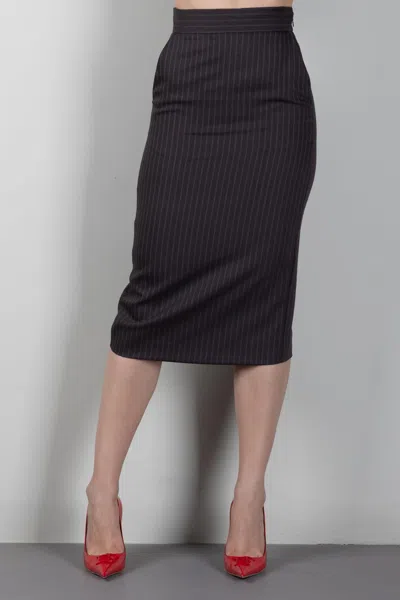 Elisabetta Franchi Nero/beige Wool-blend Mini Skirt With Contrast Trim In Animal Print
