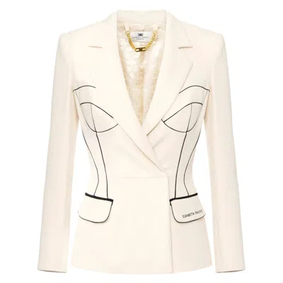Elisabetta Franchi Neutral Black Jackets In Beige