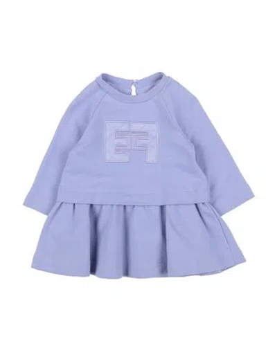 Elisabetta Franchi Newborn Girl Baby Dress Lilac Size 3 Cotton, Elastane In Purple