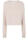 Elisabetta Franchi "nova" Cropped Crewneck Sweater In Neutral