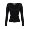 Elisabetta Franchi Corset-detail Long-sleeve T-shirt In Black