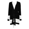 Elisabetta Franchi Stripe-panel Belted Cardigan In Black