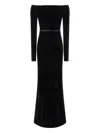 Elisabetta Franchi Red Carpet Chenille Dress With Belt In Black