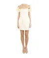 Elisabetta Franchi Short Black Dress With Rose-shaped Straps In Neutral