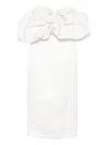 Elisabetta Franchi Bow-detail Off-shoulder Midi Dress In White