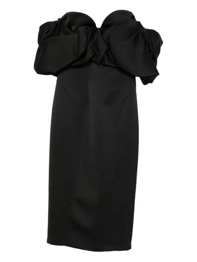 Elisabetta Franchi Off-shoulder Ruffled Midi Dress In Black