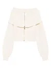 Elisabetta Franchi Off-shoulder Zip-fastening Cardigan In Neutral