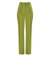 Elisabetta Franchi Olive Pinstripe Trousers In Green