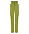 Elisabetta Franchi Olive Pinstripe Trousers In Green