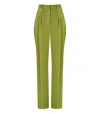 Elisabetta Franchi Olive Pinstripe Trousers In Green