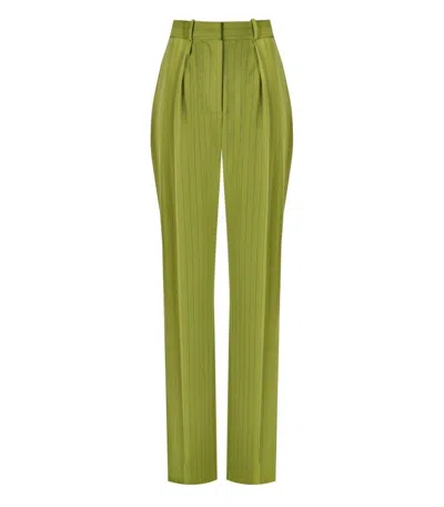 ELISABETTA FRANCHI ELISABETTA FRANCHI OLIVE PINSTRIPE PANTS